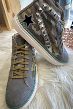 Load image into Gallery viewer, Camo Suede High Top Sneaker
