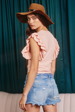 Load image into Gallery viewer, Peachy Ruffle Crop Top
