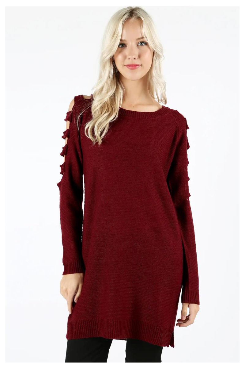 That Burgundy Tunic Sweater- Curvy Girls – VGB Boutique