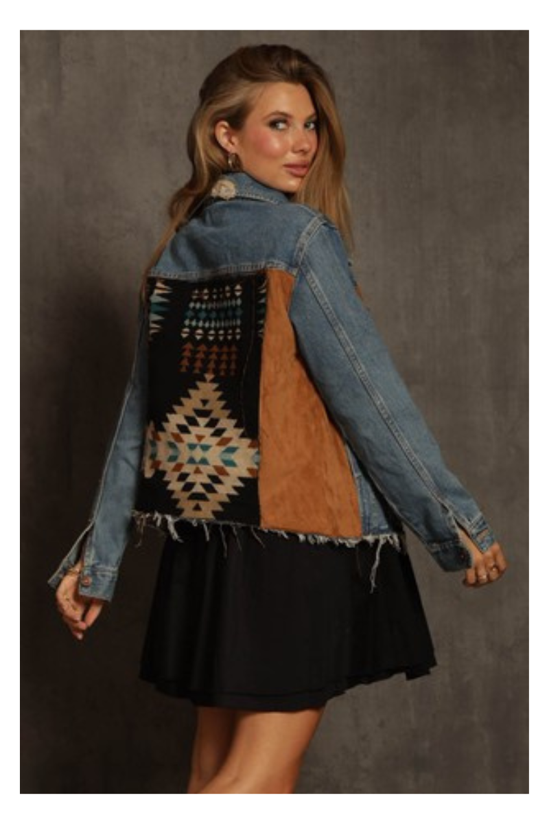 Jean Jacket With Aztec Patch