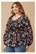 Load image into Gallery viewer, All Tied Up Floral Peplum Blouse
