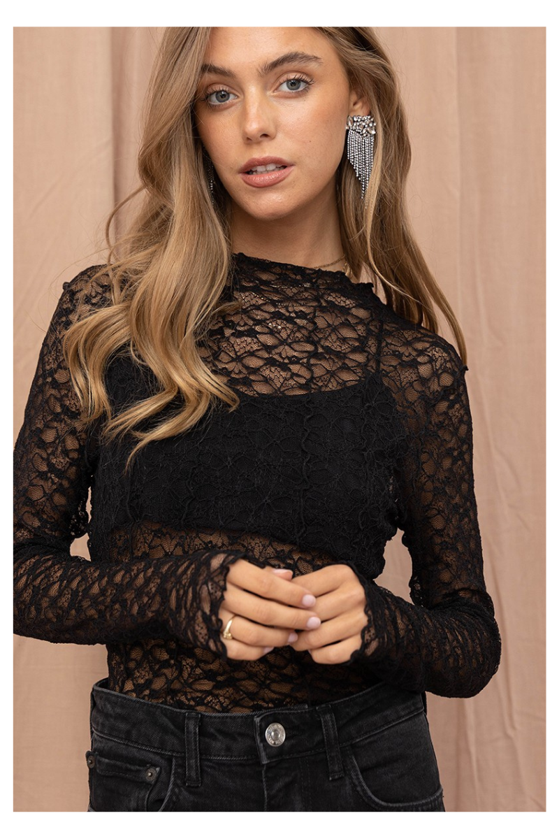 Black Lace Layering Top