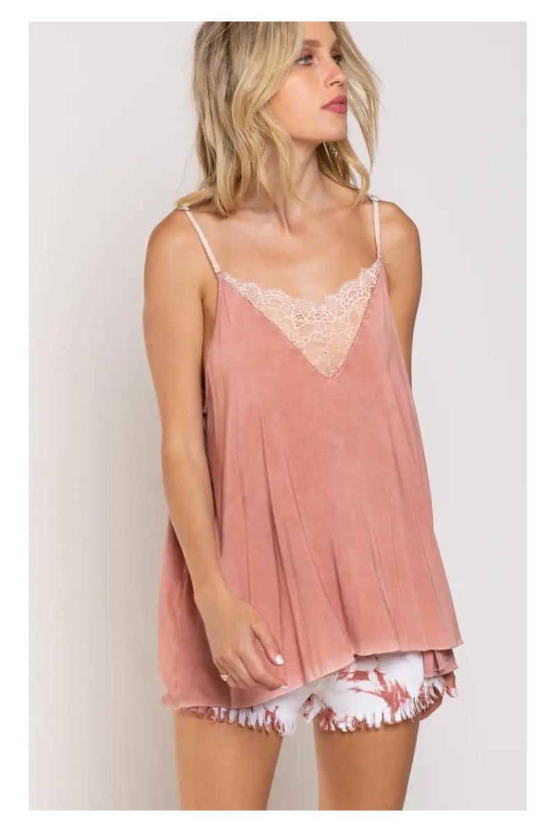 Pink Tulips Lace Camisole