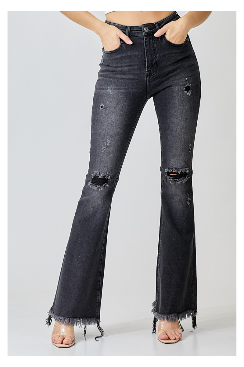 Curvy Carrie Distressed Flares