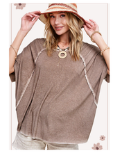 Load image into Gallery viewer, Loose Fit Cut Edge Batwing Short Sleeve Top
