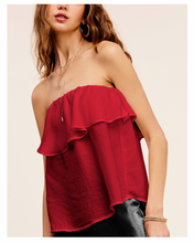Load image into Gallery viewer, Satin Ruffle Strapless Top
