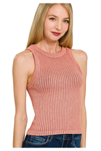 Load image into Gallery viewer, Black Mineral Washed Ribbed Tank
