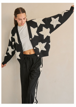 Load image into Gallery viewer, Textured Star Knit Cardigan - Black
