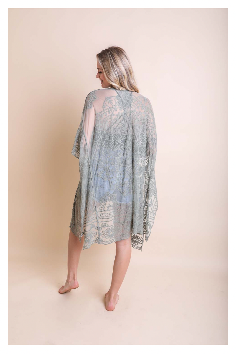 mesh kimono dress Floral Mesh Kimono
