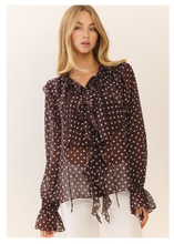 Load image into Gallery viewer, Micro Dot Ruffled Blouse
