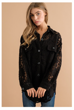 Load image into Gallery viewer, Crocheted Black Lace Shacket
