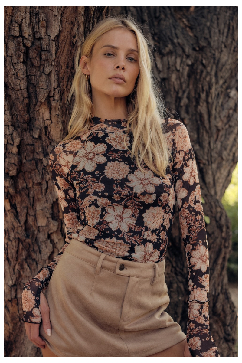 Winter Blooms Mesh Top