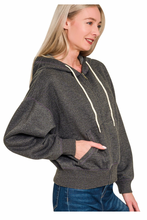 Load image into Gallery viewer, Half Zip Hoodie Washed Black
