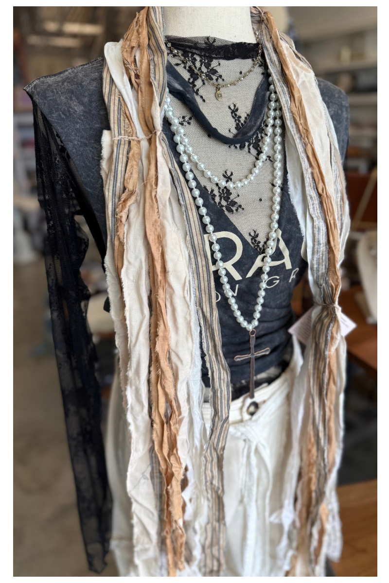 Fringe Scarf Bronze & Cream