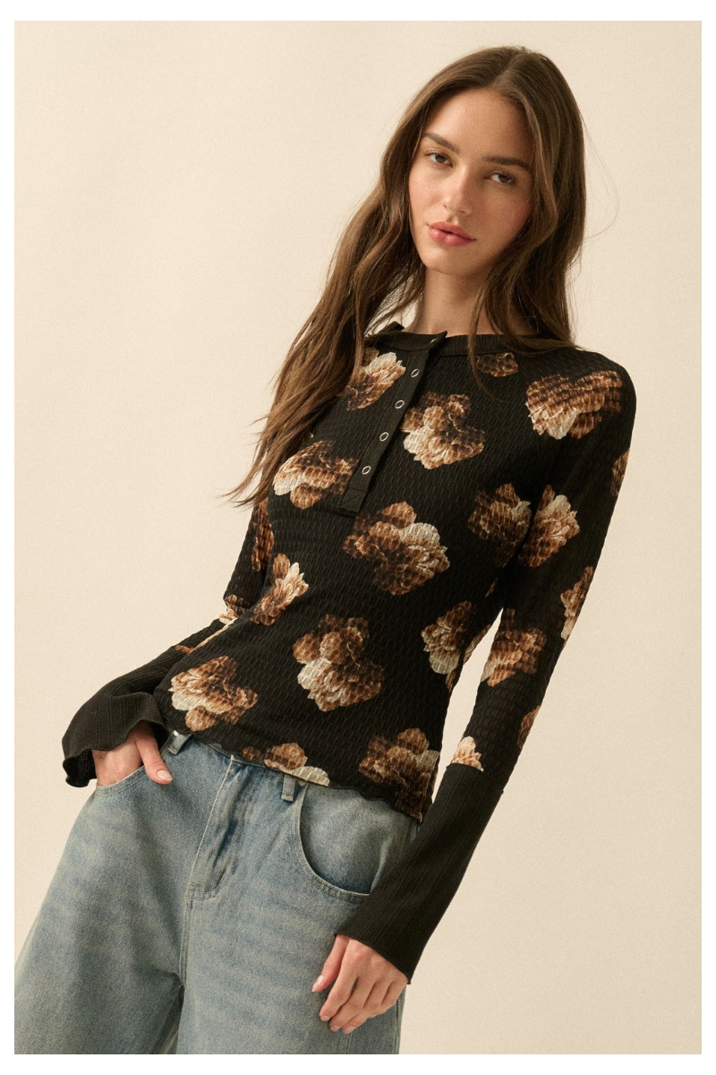 Floral Shadow Henley