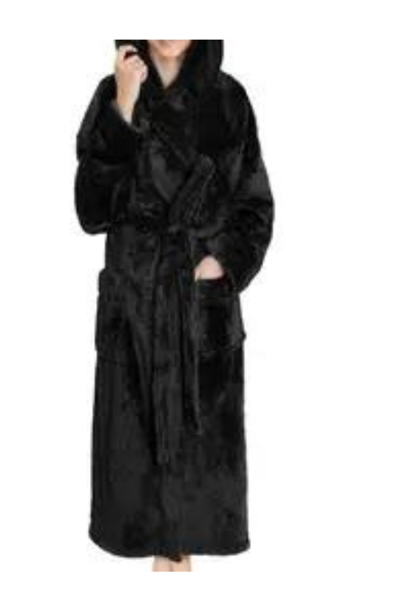 Black Sherpa Hooded Robe