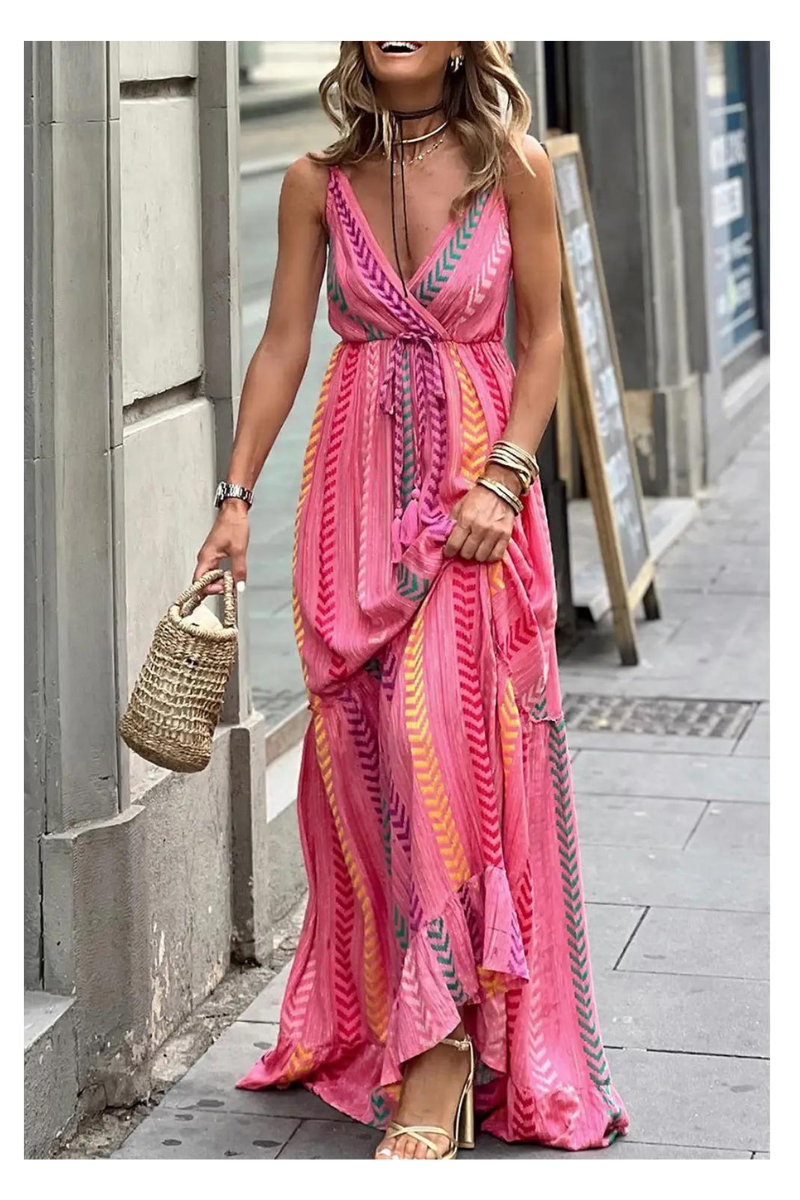 Pink Hibiscus Maxi Dress