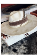 Load image into Gallery viewer, Feather &amp; Lace Ivory Hat
