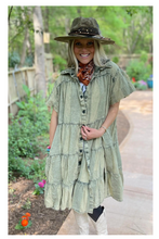 Load image into Gallery viewer, Distressed Olive Duster &amp; Dress
