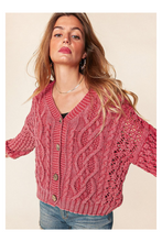 Load image into Gallery viewer, Mineral Washed Curvy Cardigan in Santa Red
