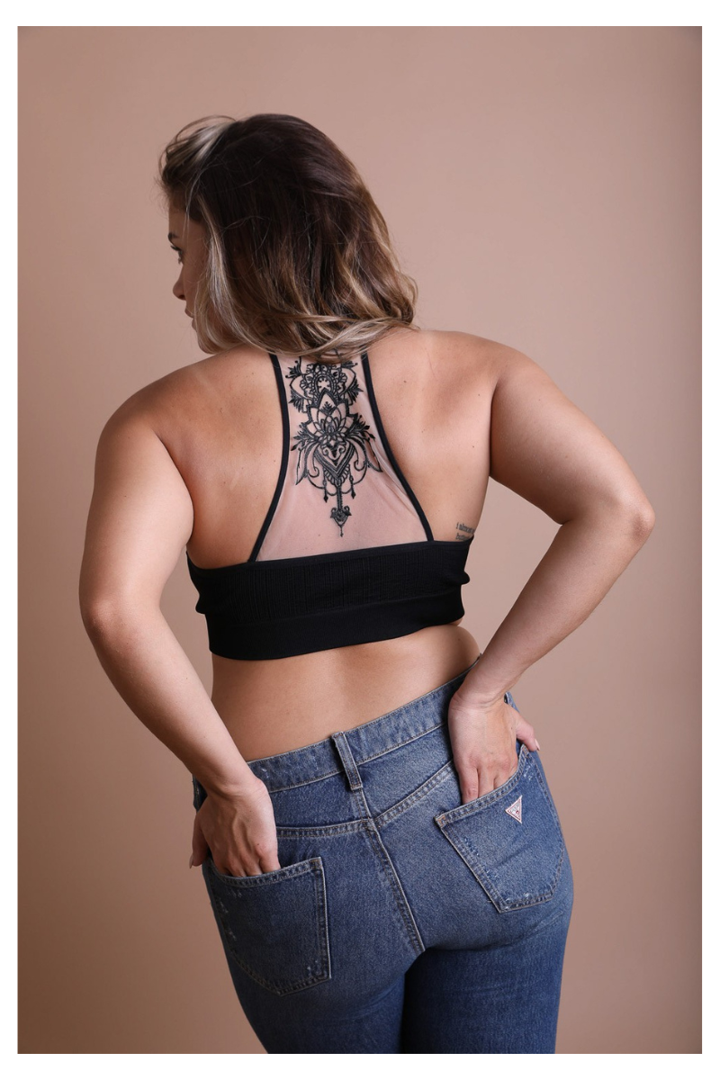 Curvy Tattoo Embroidery Bralette