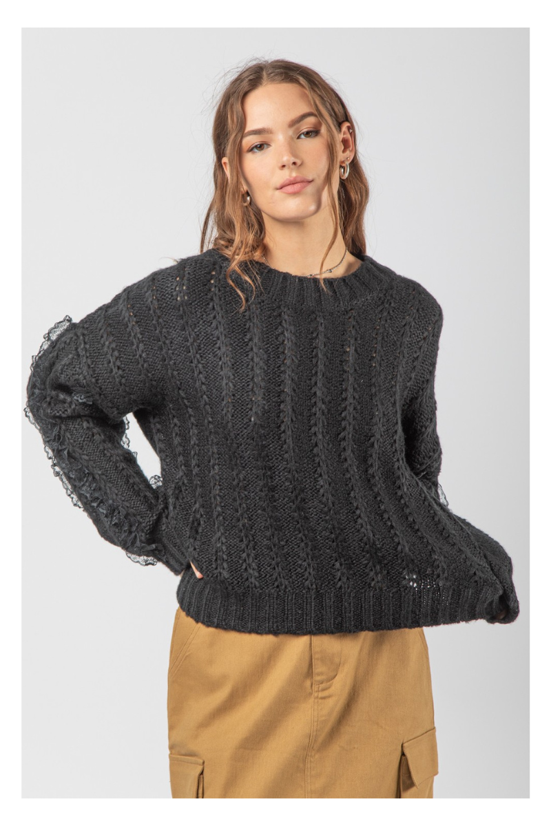 Lace Trim Oversized Sweater