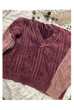 Load image into Gallery viewer, Vintage Wash Cable Sweater in Plum Haze
