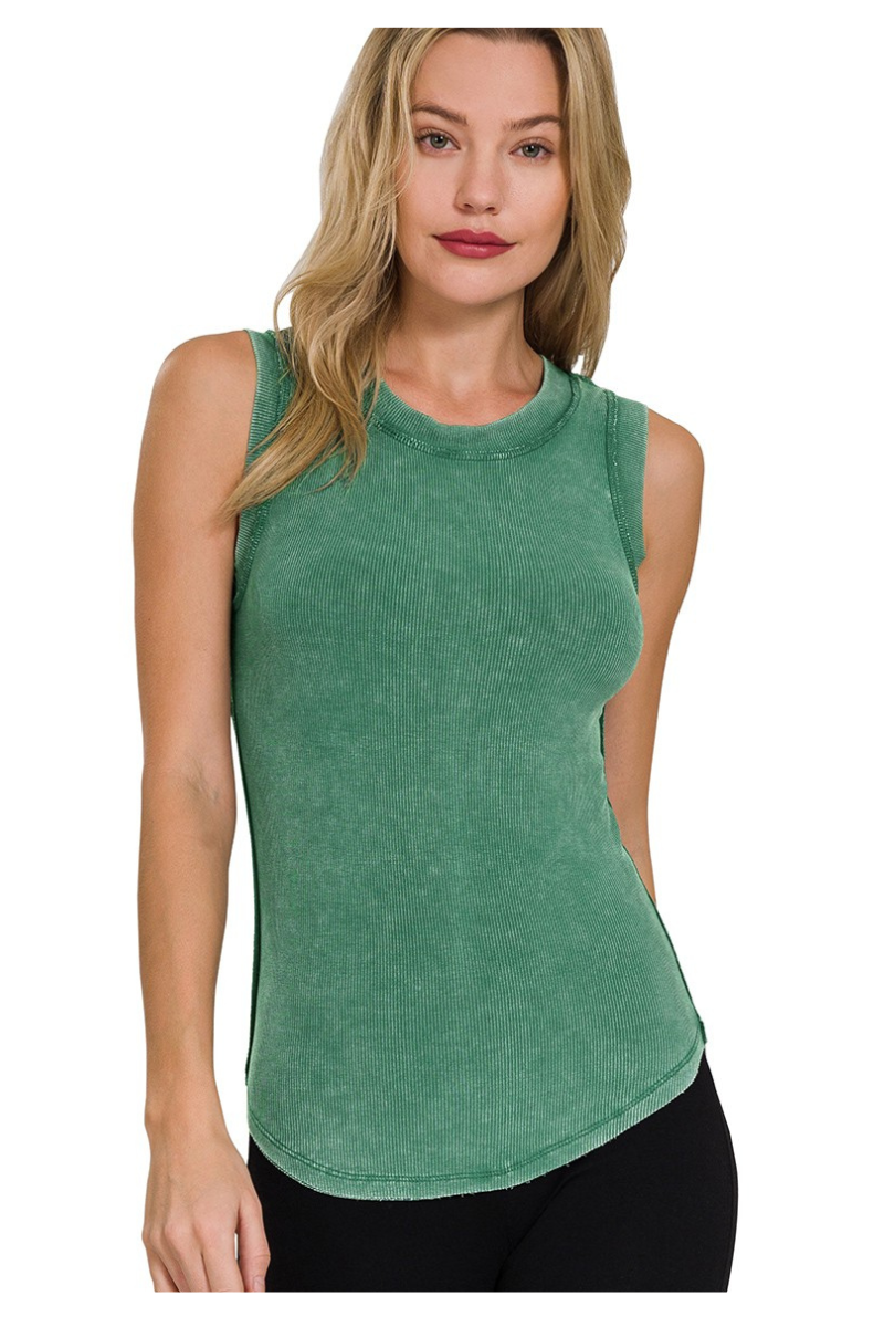 Mineral Washed Zen Green Tank