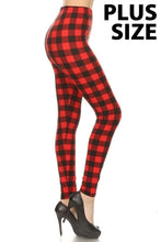 Load image into Gallery viewer, Curvy Red Buffalo Plaid Soft Legging
