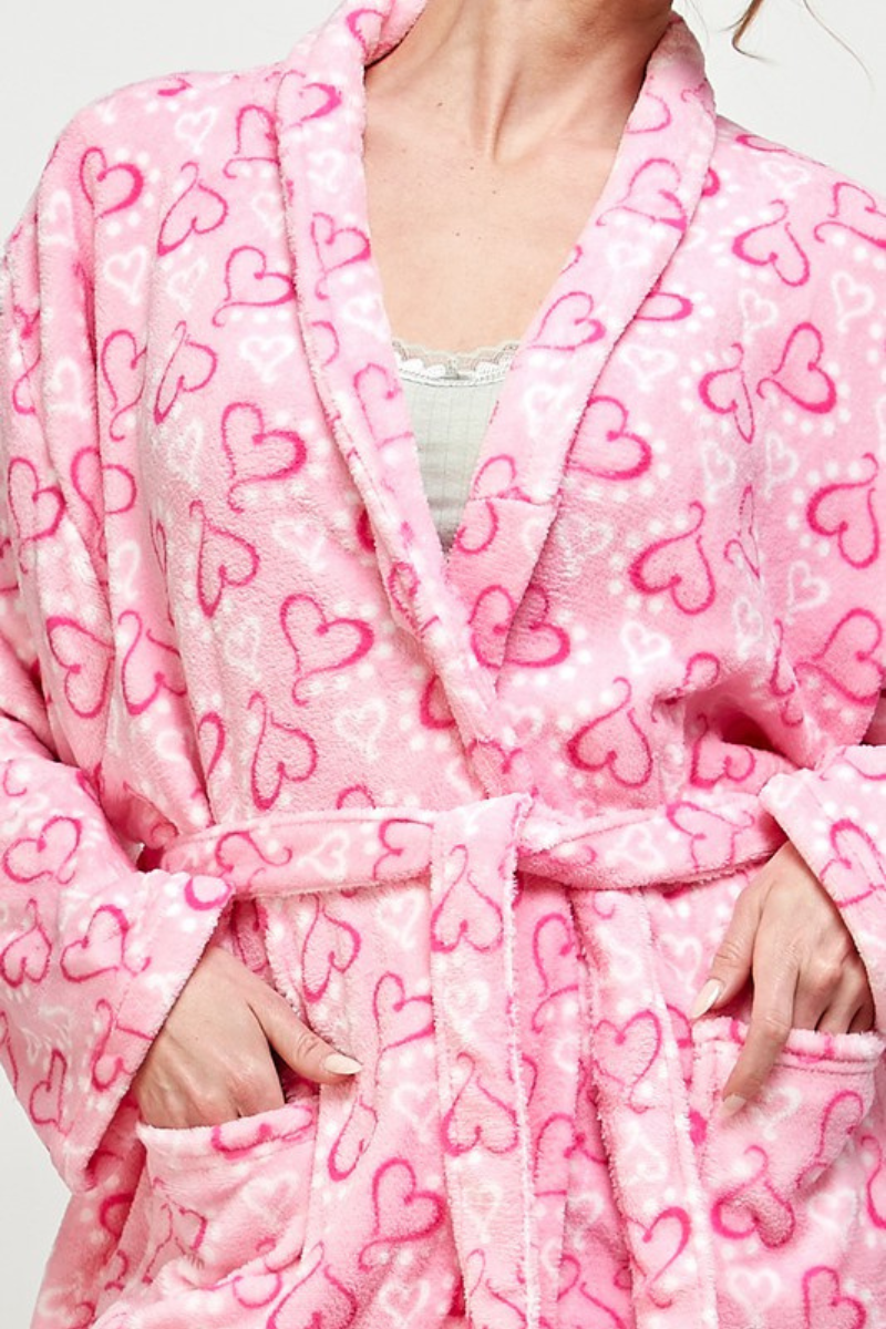 Pink Hearts Cozy Robe