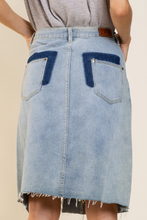 Load image into Gallery viewer, Distressed Denim Midi Skirt
