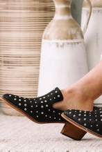 Load image into Gallery viewer, Silver Studded Heeled Mule
