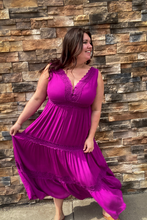 Load image into Gallery viewer, Curvy Magenta Tiered Maxi Dress
