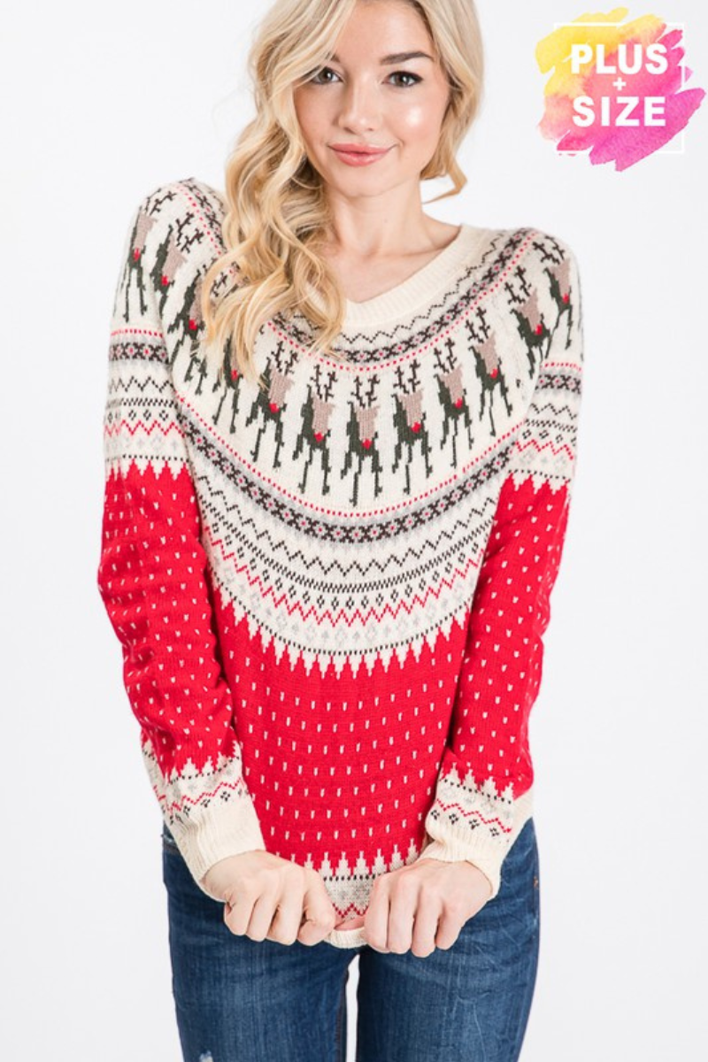 Curvy Reindeer Games Sweater