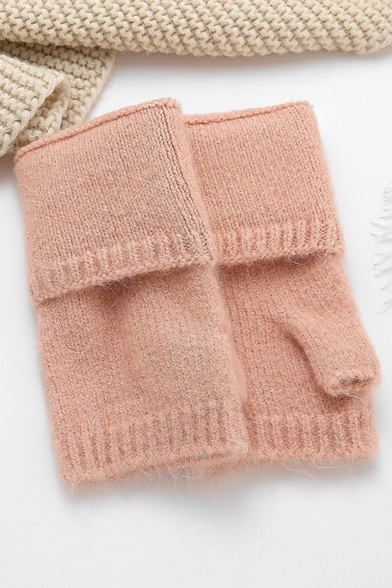 Pink Soft Fingerless Gloves